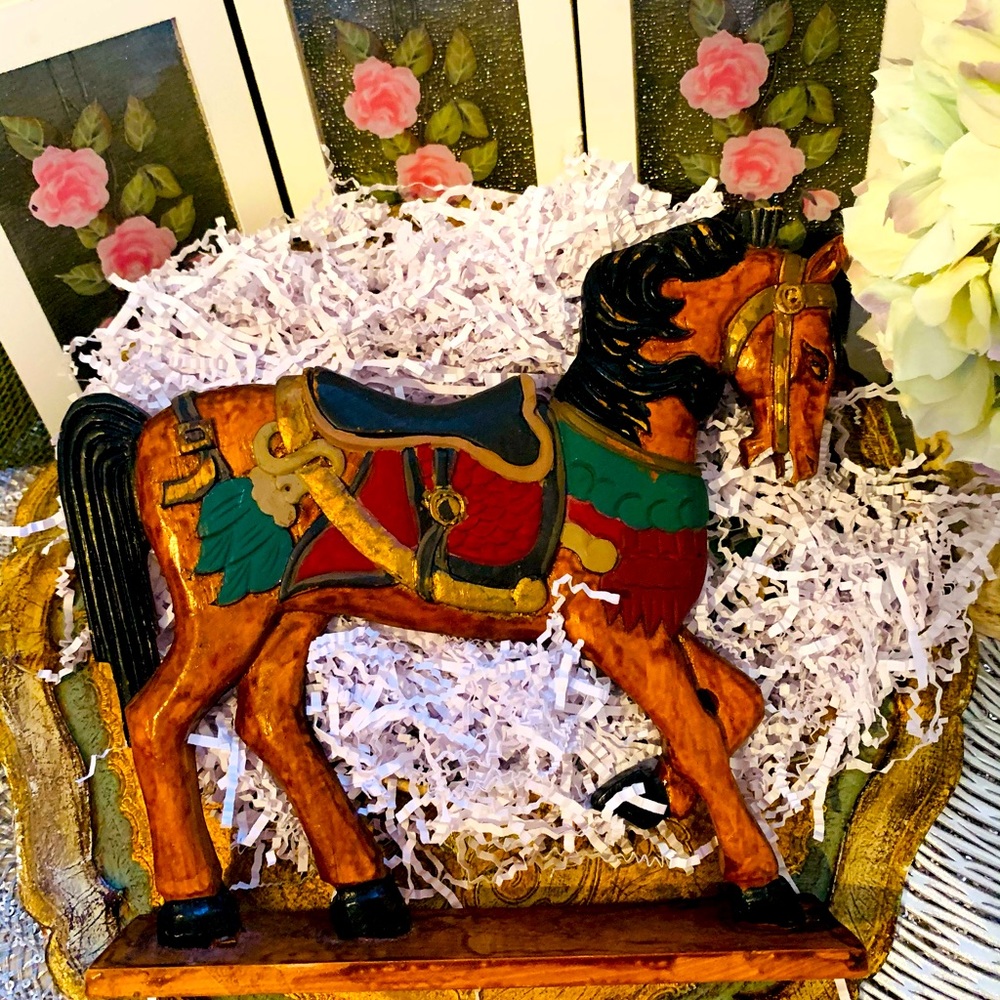 Vintage Wood carved painted Horse - Picture 11 of 12